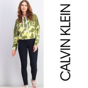NWT Calvin Klein Cropped Tie Dye Hoodie Sz…